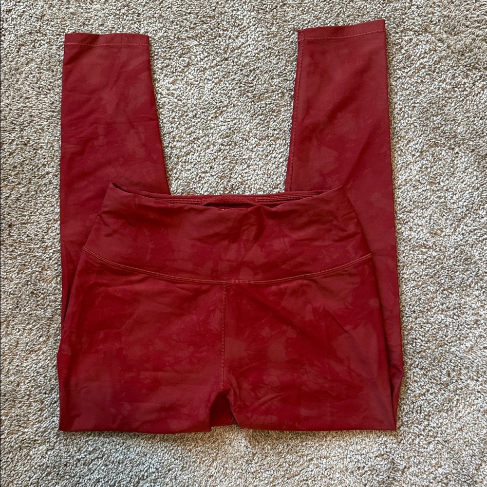 High-Rise Burgundy Leggings with Smooth Waistband